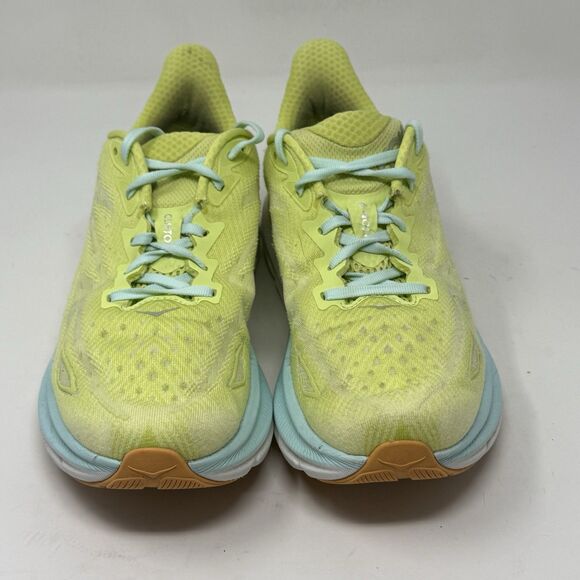 Hoka One One Clifton 9 Womens 9.5 M Yellow Blue Running Walking Shoes Sneakers - Picture 5 of 16